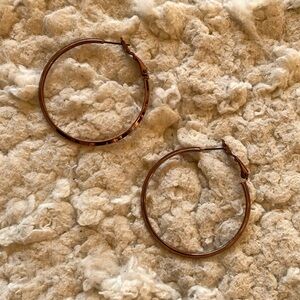 Bronze copper color hoop earrings 1.5 inch